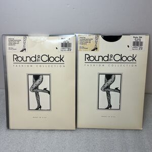 Vtg Round the Clock Flowers Pantyhose Tanga Panty Top Lycra Sheer Sandaltoe A/B